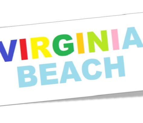 Colorful Virginia Beach text logo on white background.