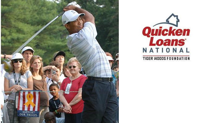 Tiger Woods driving - Quicken Loan Logo