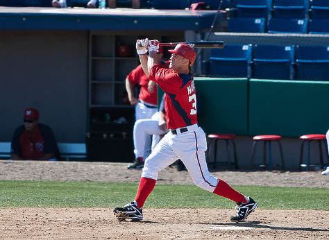 Baseball player swinging a bat during a game.