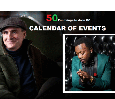 Promotional banner for a PC event calendar featuring two men.