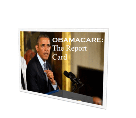 Book cover featuring Obama discussing Obamacare.