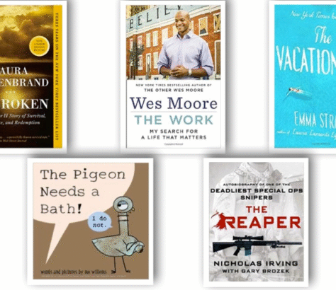 A collection of six book covers from various genres and themes.
