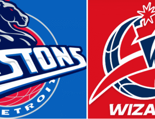 Logos of Detroit Pistons and Washington Wizards NBA teams.