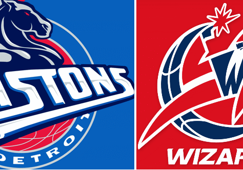 Logos of Detroit Pistons and Washington Wizards NBA teams.