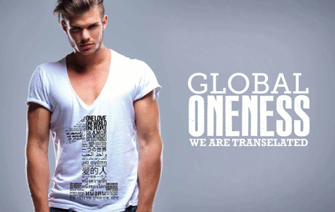 Young man in stylish white t-shirt with graphic print posing against a light background.