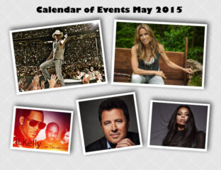 Collage of diverse artists and events for May 2015 calendar.