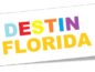 Colorful 'Destin Florida' text logo with each letter in a different bright color.