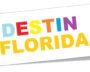 Colorful 'Destin Florida' text logo with each letter in a different bright color.