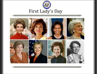 Collage of U.S. First Ladies showcasing their portraits and style across different eras.