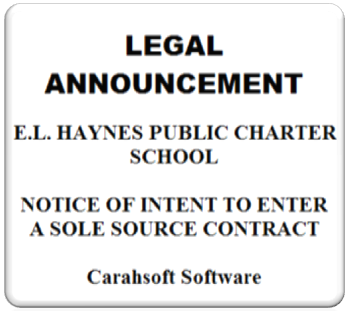 Legal announcement for a sole source contract with Carahsoft Software.
