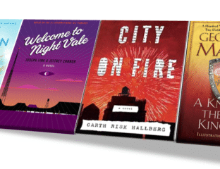 Two book covers with dramatic titles and bold designs.