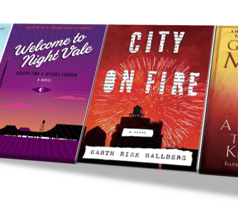 Two book covers with dramatic titles and bold designs.