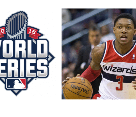 NBA player Bradley Beal in Washington Wizards jersey during a game.