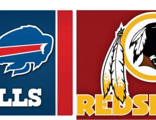 Logos of the Buffalo Bills and Washington Redskins NFL teams side by side.