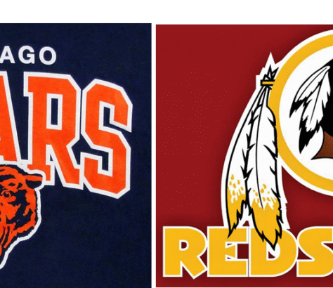 Chicago Bears and Washington Redskins logos side by side.