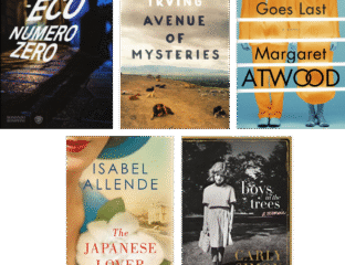A collage of seven book covers from various authors and genres.