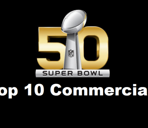 Golden 50th Super Bowl logo with a silver football on top.