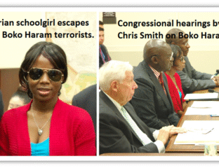 A smiling schoolgirl escaping from Boko Haram terrorists.