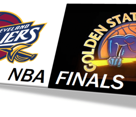 NBA Finals logo with Cleveland Cavaliers and Golden State Warriors.
