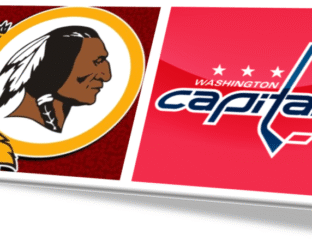Logos of the Washington Redskins and Washington Capitals side by side.