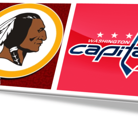 Logos of the Washington Redskins and Washington Capitals side by side.