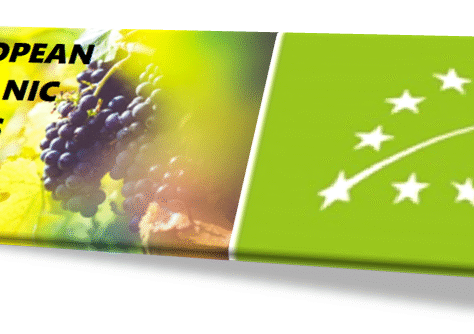 Close-up of an organic certification label on a green and yellow background.