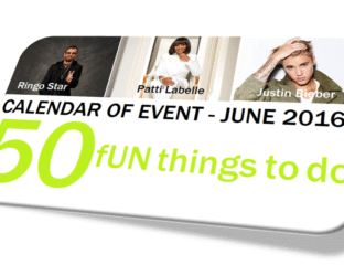 Calendar featuring events with artists and fun activities in June.