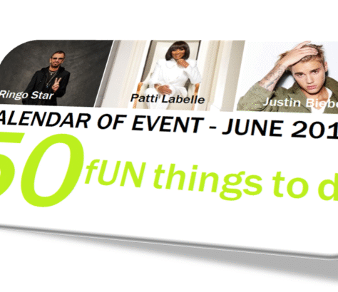 Calendar featuring events with artists and fun activities in June.