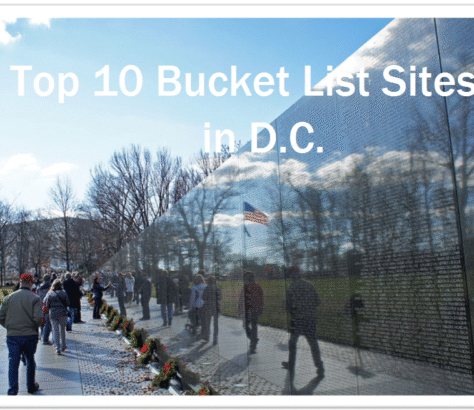 People visit the Vietnam Veterans Memorial in Washington D.C. on a clear day.