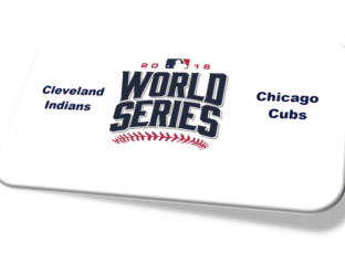 Logo for the 2016 World Series featuring Cleveland Indians and Chicago Cubs.