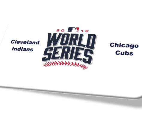 Logo for the 2016 World Series featuring Cleveland Indians and Chicago Cubs.