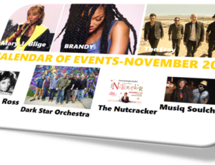 November events calendar featuring music and theater performances.