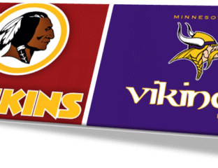 Logos of the Washington Redskins and Minnesota Vikings NFL teams side by side.