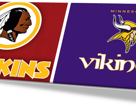 Logos of the Washington Redskins and Minnesota Vikings NFL teams side by side.