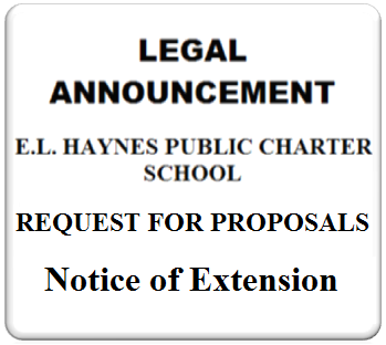 Legal announcement for E.L. Haynes Public Charter School proposal extension.