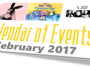 Calendar showing events for February 2017 with colorful visuals.