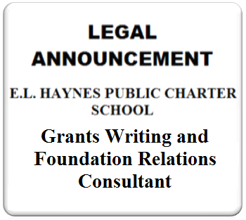 Legal announcement for a consultant role at E.L. Haynes Public Charter School.