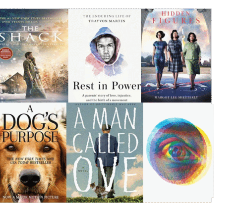 Collage of book covers and movie posters with diverse themes.