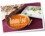 Banana Leaf restaurant logo with rice and bread dish.