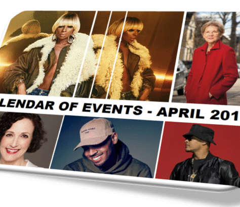 Collage of diverse individuals promoting an April 2024 events calendar.