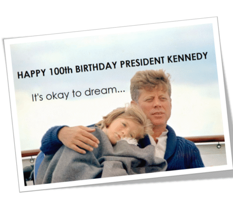 President Kennedy with a young girl, celebrating his 100th birthday and inspiring dreams.
