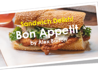 A delicious sandwich with melted cheese and fresh greens on a crusty baguette.