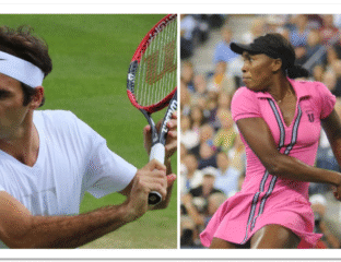 Two tennis players in action during a match.