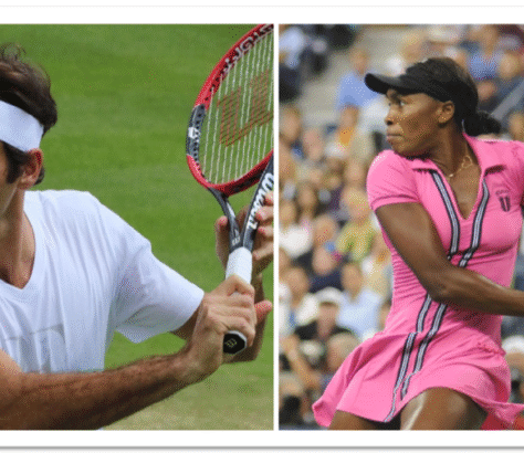 Two tennis players in action during a match.
