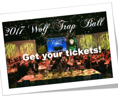 Elegant 2017 Wolf Trap Ball event invitation with ticket promotion.