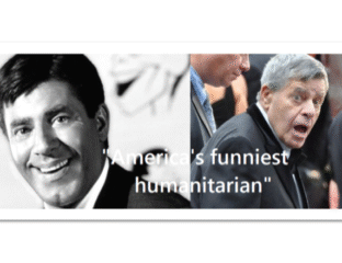 Black and white photo of a smiling man with the quote 