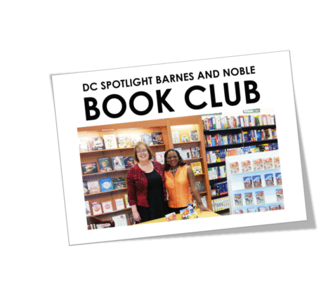 Three people smiling at a Barnes and Noble book club event in DC.