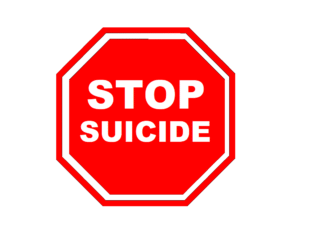 Red stop sign with the words 'STOP SUICIDE' urging prevention.