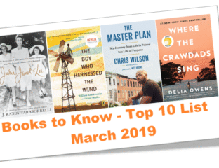 A collage of book covers highlighting top 10 books to read in March 2019.