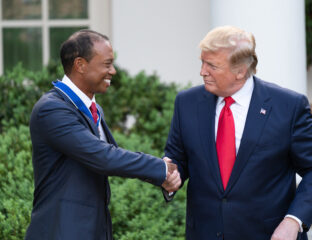 Tiger Woods receives the Presidential Medal of Freedom from President Donald Trump